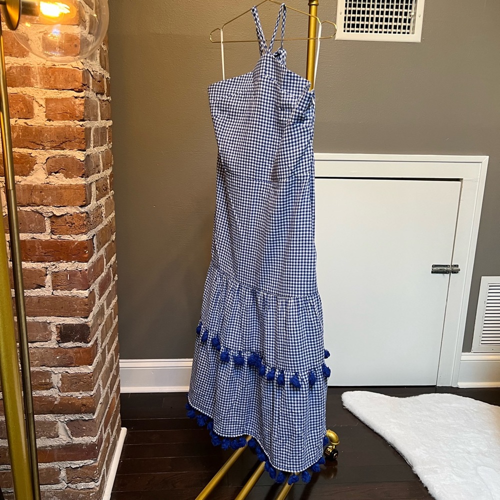 Free The Roses Pom Cotton Gingham Halter Midi Dress by Free purchased on Vici